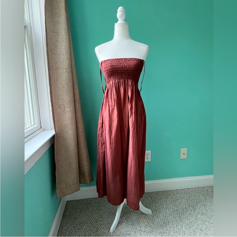 acacia swimwear Bonnie Smock Top Cotton Midi in Rust